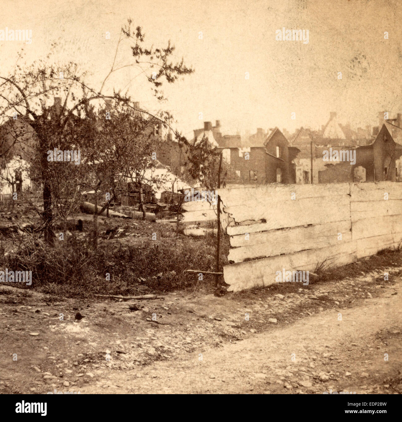 Market Street in der Nähe zerstört zweiter - auf der Süd-West, Chambersburg, Franklin Co., PA., Suche von den Rebellen unter Frey Stockfoto