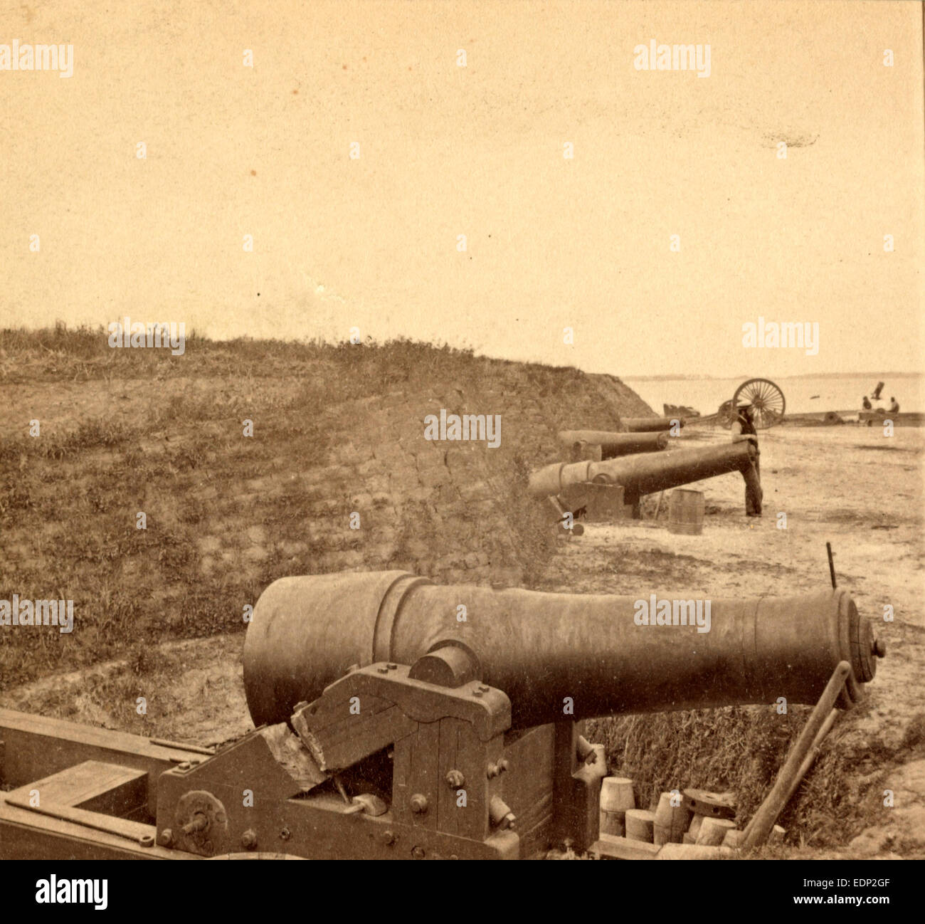 Fort Johnson, James Island, SC, mit dem Gesicht in Richtung der Kanal, USA, USA, Vintage-Fotografie Stockfoto