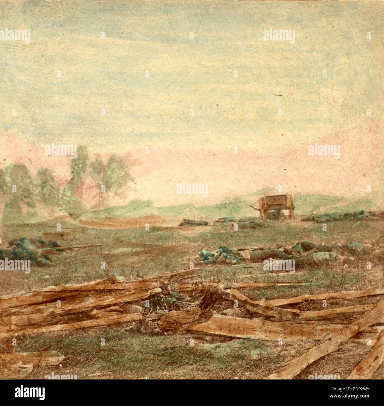 Blick auf Schlachtfeld von Antietam wo Sumner Korps den Feind in Rechnung gestellt. Szene von tollen Konflikt, uns, USA, Amerika Stockfoto