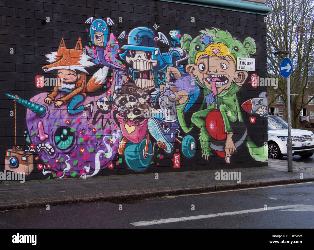 Street-Art in der Hawley Wharf Sanierungsgebiet von Camden Town, London UK Stockfoto