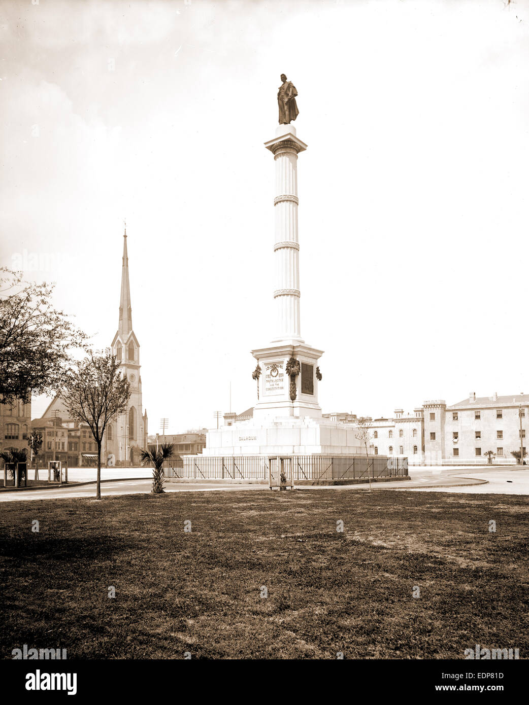 Calhoun Denkmal, Marion Square, Charleston, S.C, Calhoun, John C., (John Caldwell), 1782-1850, Plazas, Skulptur, Vereinigte Staaten von Amerika Stockfoto
