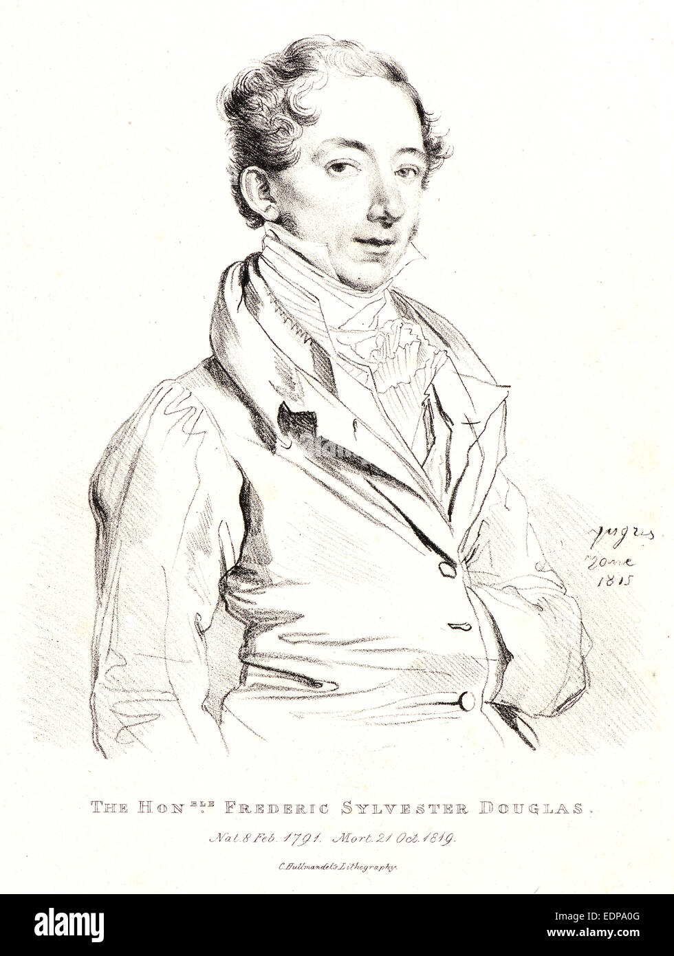 Nach Jean-Auguste-Dominique Ingres (Französisch, 1780-1867). Ehrenwerte Friedrich Sylvester Nord Douglas, ca. 1820-1840. Lithographie Stockfoto