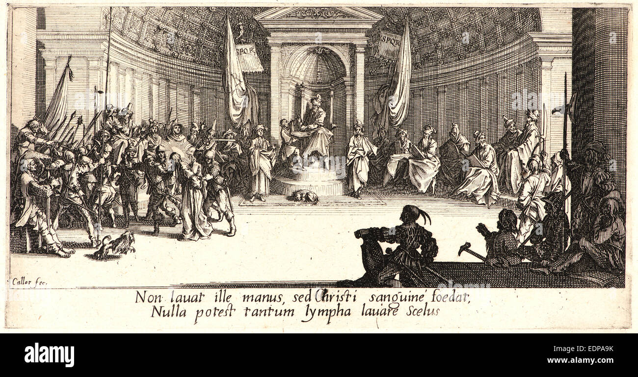 Jacques Callot (Französisch, 1592-1635). Der Satz des Todes (La Condamnation À Mort), 1618. Von der großen Leidenschaft. Radierung Stockfoto