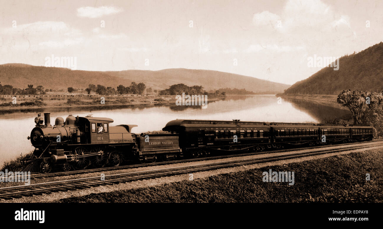 Black Diamond Express, Lehigh Valley Railroad, Pennsylvania, Jackson, William Henry, 1843 – 1942, Eisenbahnen, Flüsse, Vereinigte Staaten Stockfoto