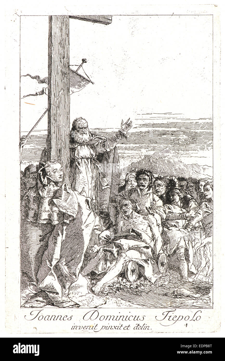 Giovanni Domenico Tiepolo (Italienisch, 1727-1804). St. Helena findet das wahre Kreuz. Radierung. Einziges Bundesland Stockfoto
