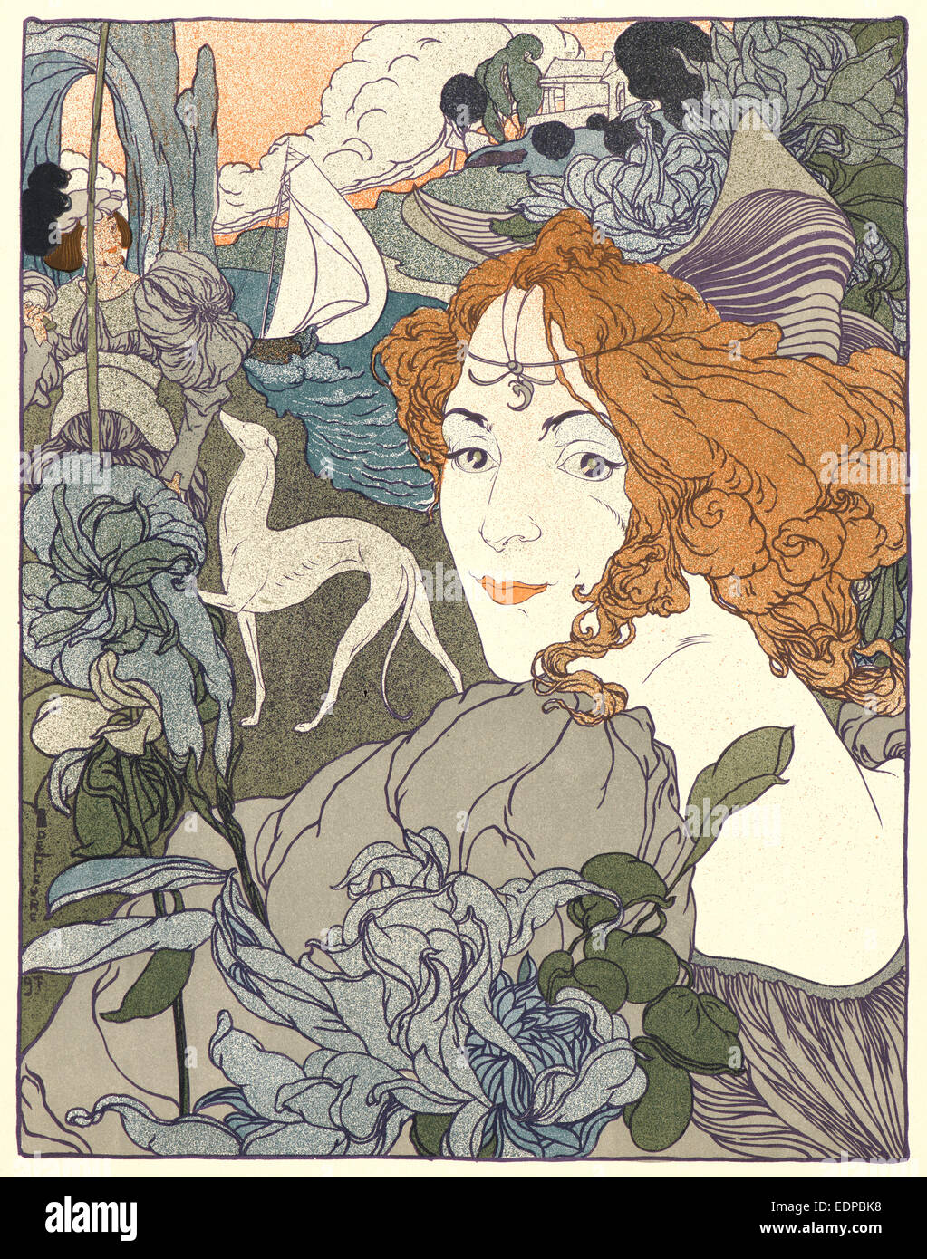 Georges de Feure (Französisch, 1868-1943). Heimkehr (Retour), 1897. Lithographie in fünf Farben auf einfaches Papier gedruckt. Blatt Stockfoto