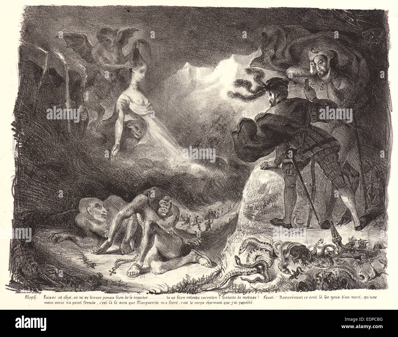 Eugène Delacroix (Französisch, 1798-1863). Gretchens Schatten erscheinen, um Faust (L'ombre de Marguerite Apparaissant À Faust) Stockfoto