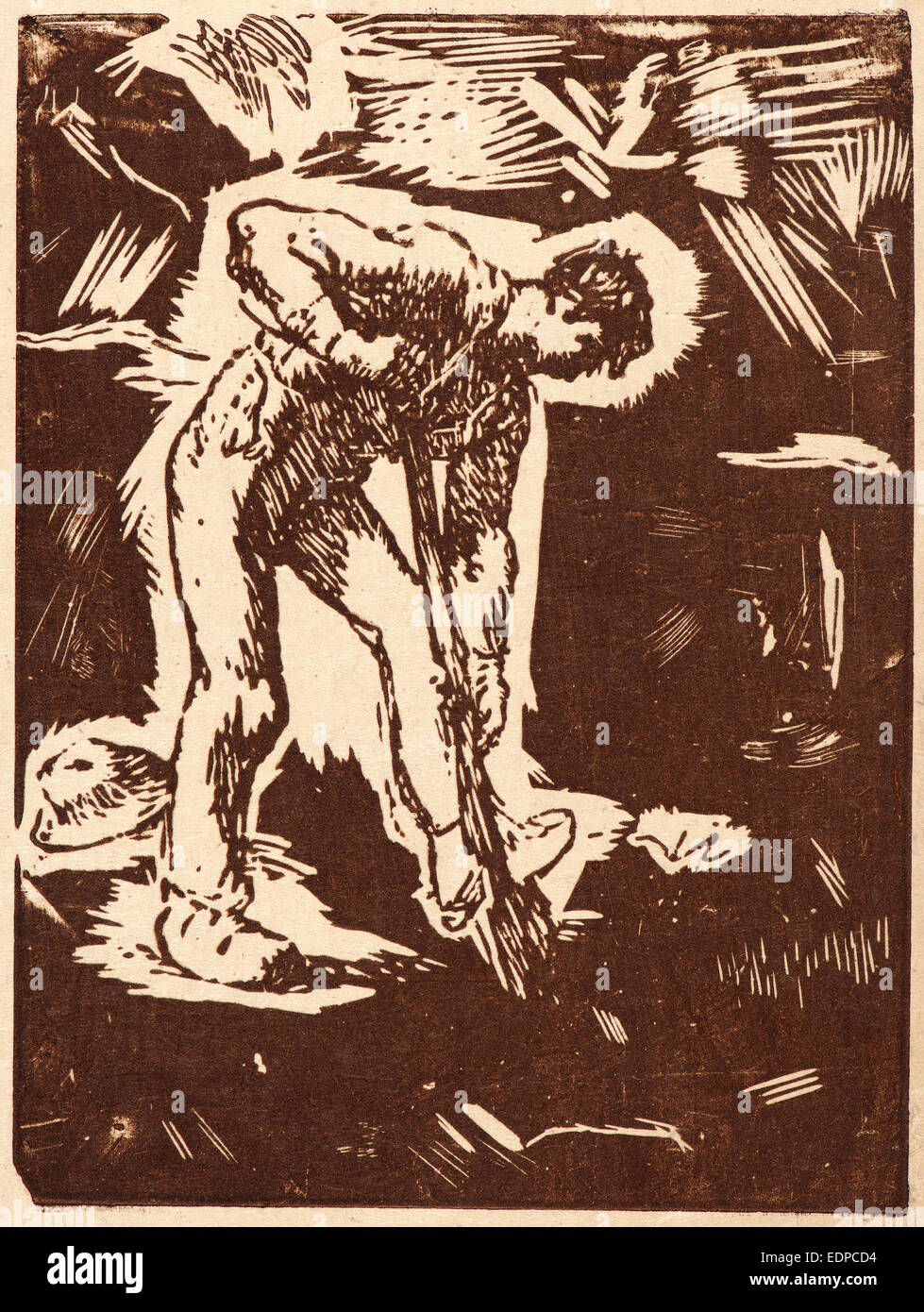 Jean-François Millet (French, 1814-1875). Bauer Graben (Bêcheur au Travail), ca. 1863. Holzschnitt Stockfoto