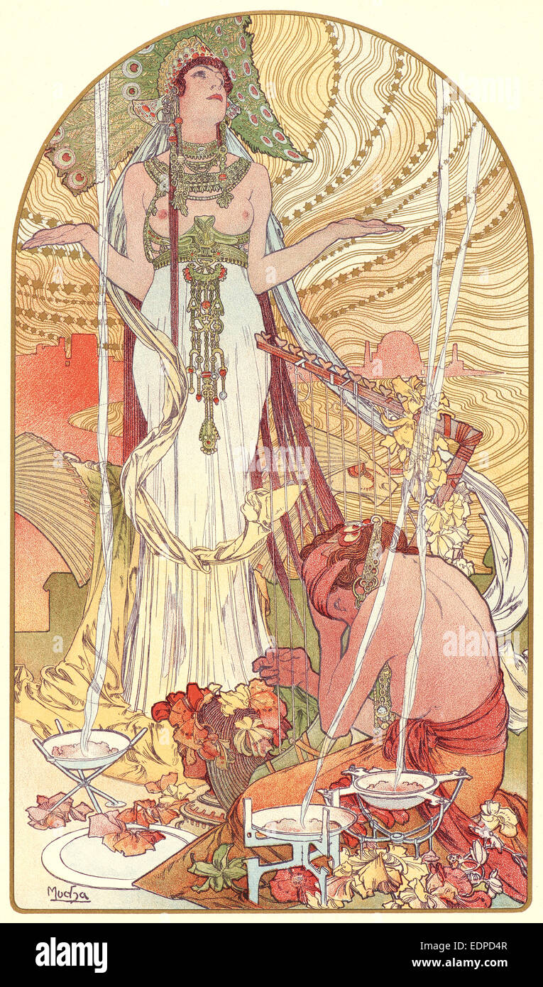 Alphonse Mucha (Tschechisch, 1860-1939). Beschwörung (Salammbo), ca. 1897. Farblithographie auf einfaches Papier Stockfoto