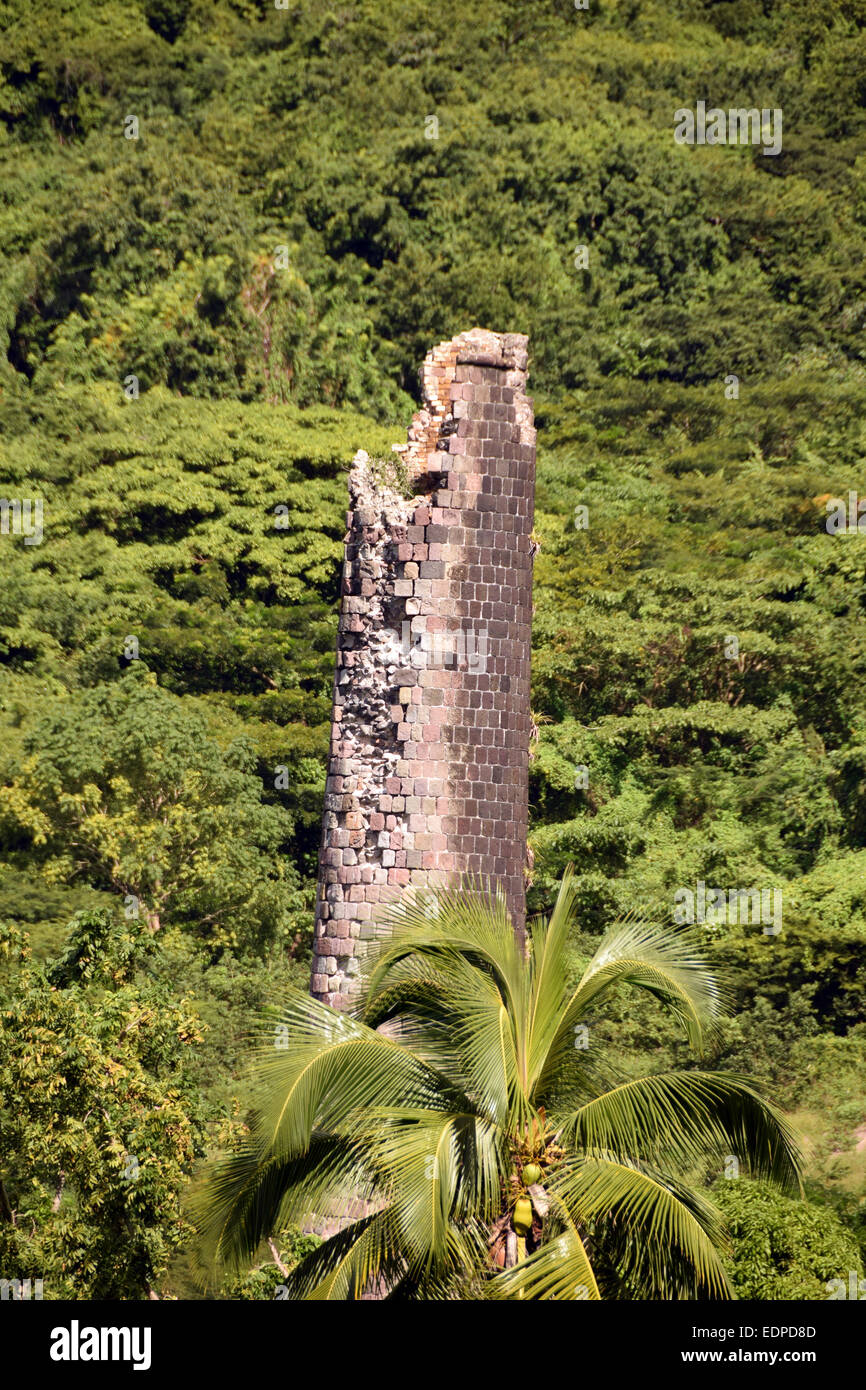 Ruine Turm aus alten Zuckerplantage in St. Kitts, Karibik ...