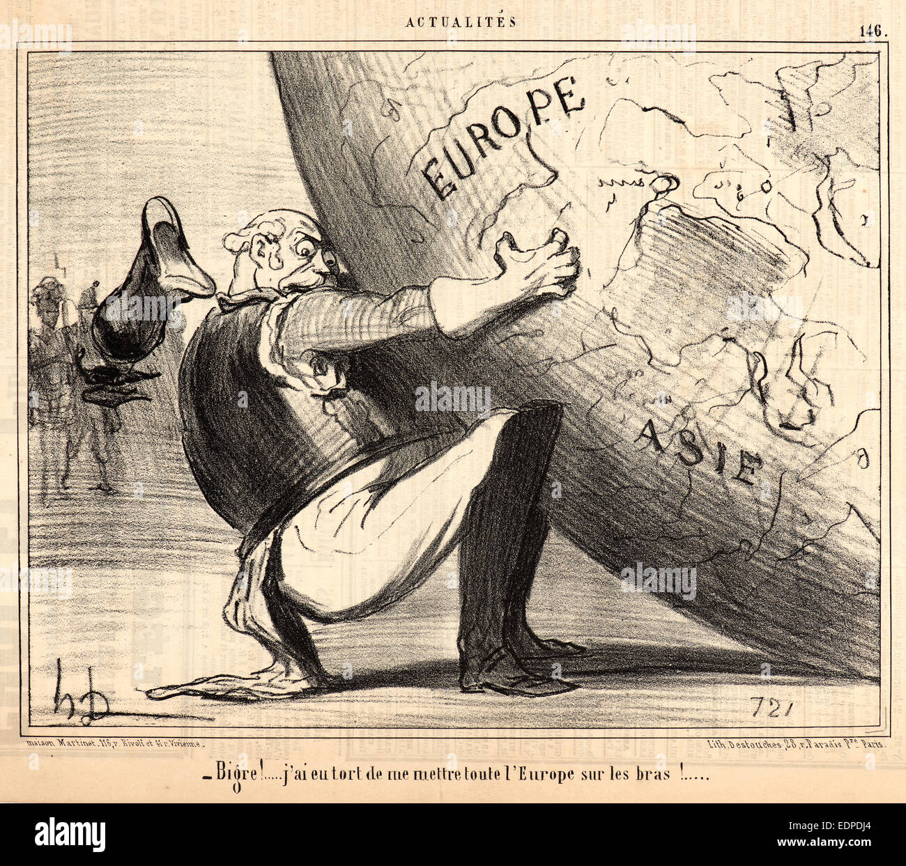 Honoré Daumier (Französisch, 1808-1879). Bigre! ... j ' ai Eu Tort de me Mettre Toute l ' Europe Sur Les Bras! ..., 1855 Stockfoto