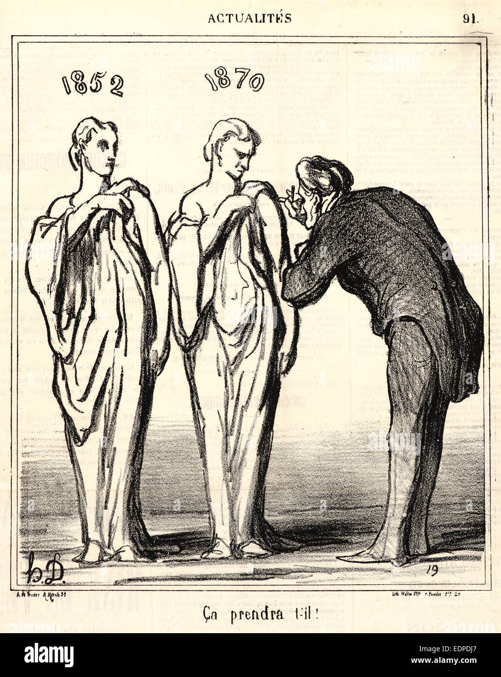 Honoré Daumier (Französisch, 1808-1879). C¸a Prenda t'-il!, 1870. Von actualité. Lithographie auf Zeitungspapier Stockfoto