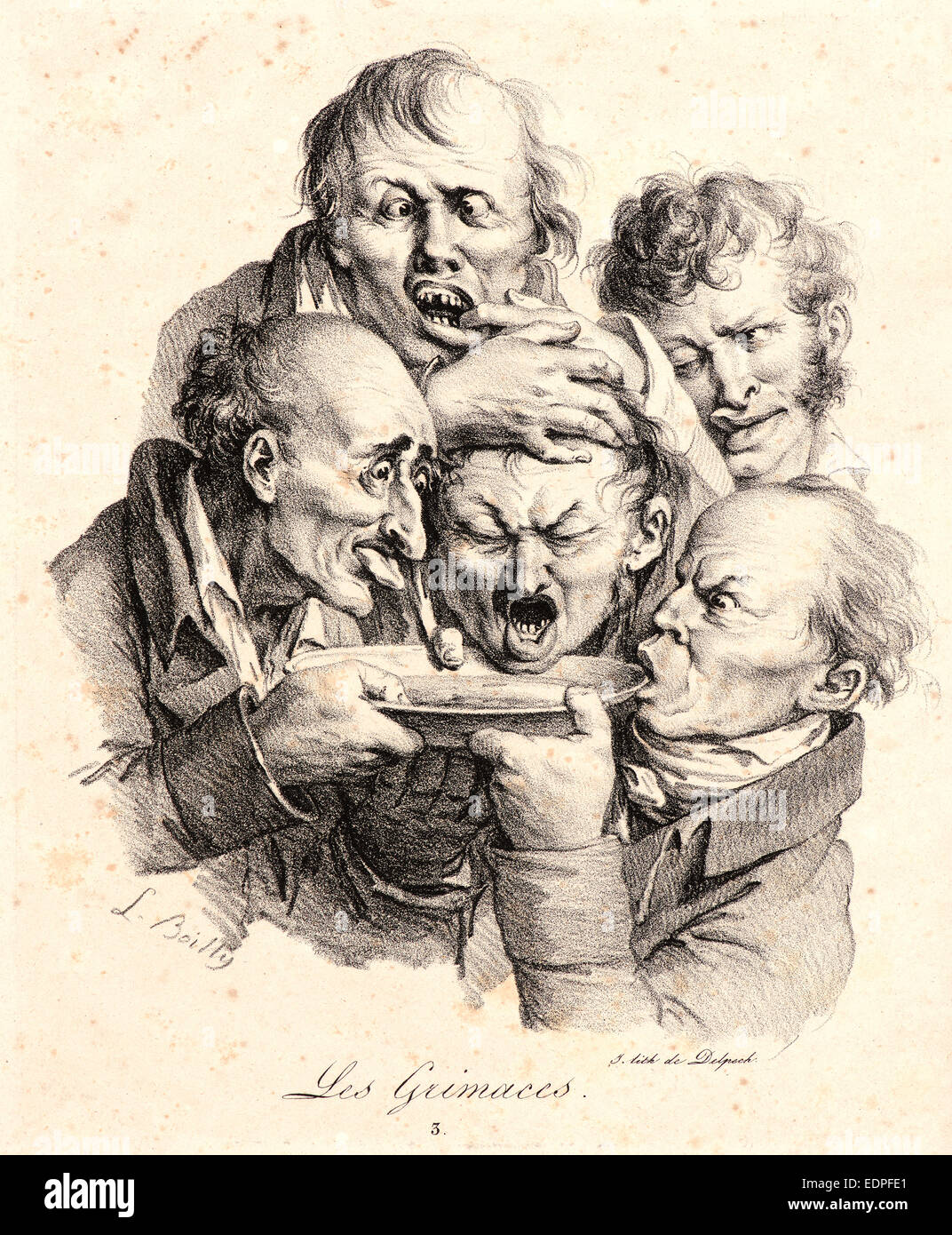 Louis-Léopold Boilly (Französisch, 1761-1845). Grimassen (Les Grimassen). Lithographie Stockfoto