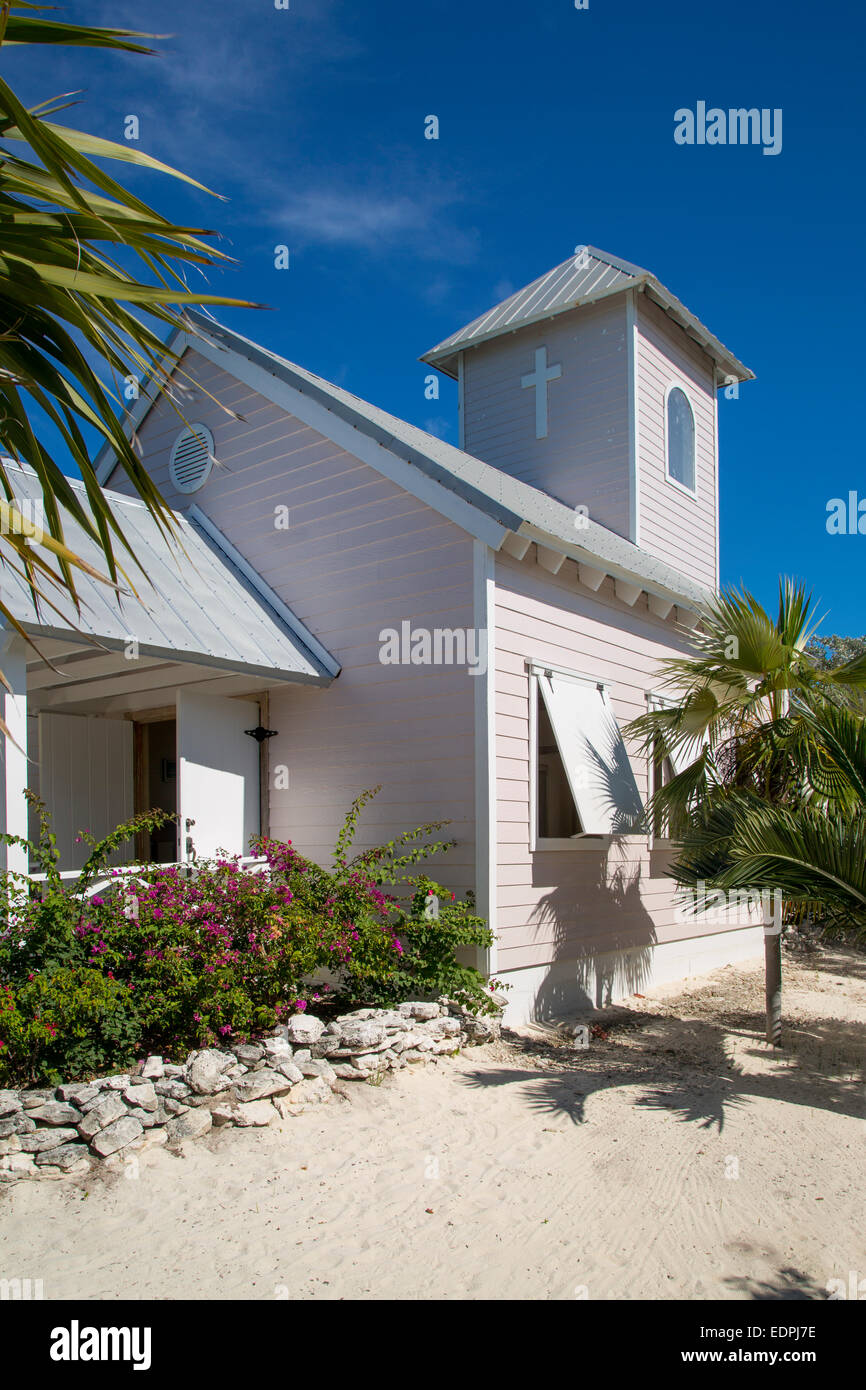 Hochzeit Kapelle am Strand, Half Moon Cay, Bahamas Stockfoto