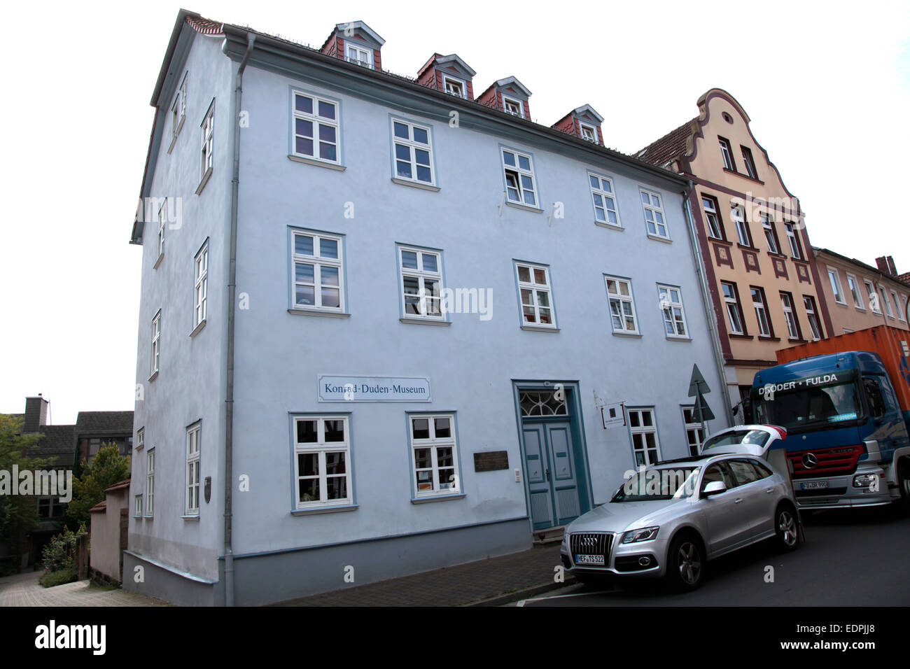 Im ehemaligen Haus von Konrad Duden am Neumarkt das Konrad-Duden-Museum im Jahr 1999 eröffnet wurde, zur Erinnerung an Leben und Werk von Duden. Foto: Klaus Nowottnick Datum: 8. August 2014 Stockfoto