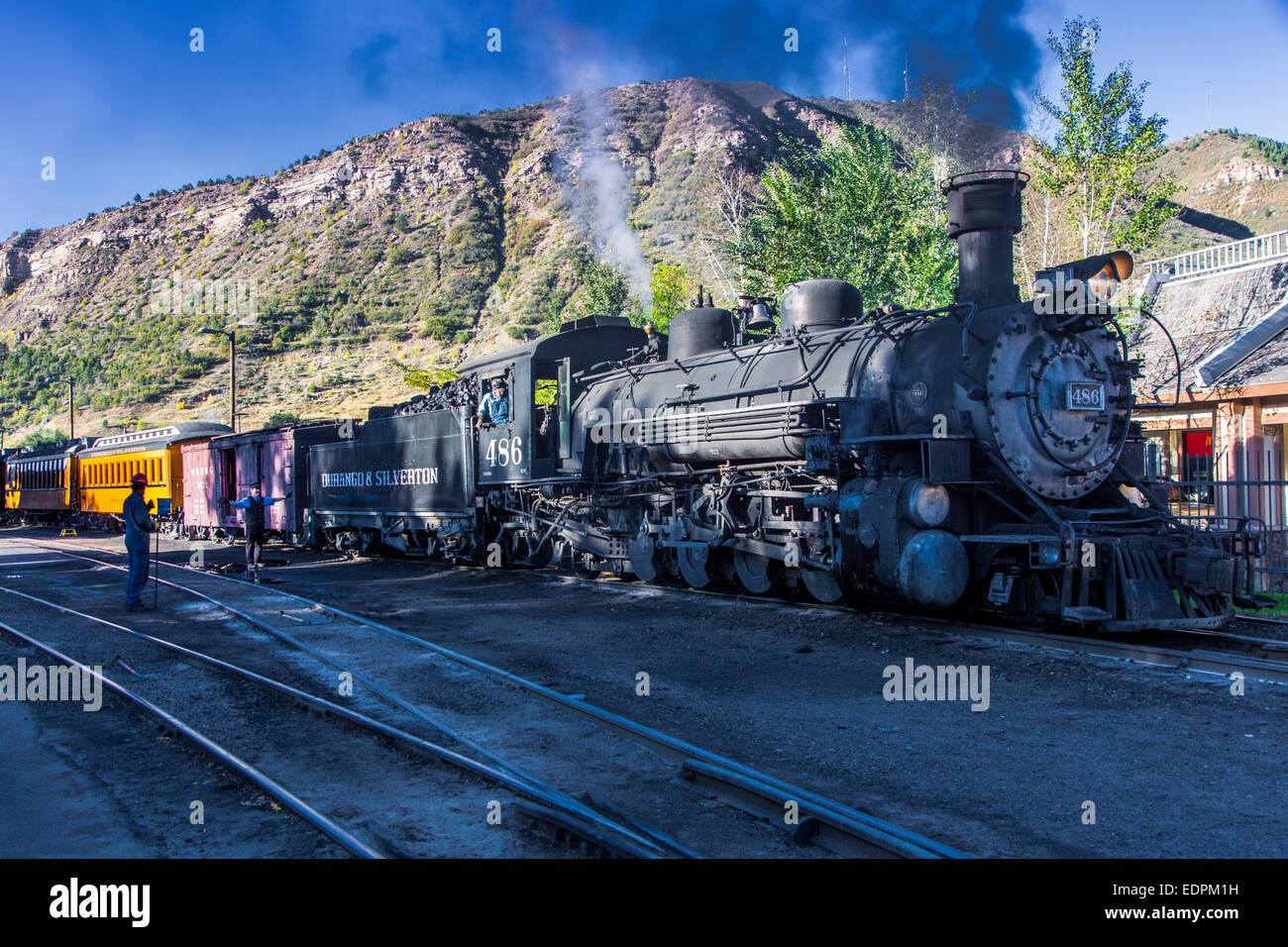 Historischen Durango & Silverton Narrow Gauge Railroad Zug in Durango Colorado Stockfoto