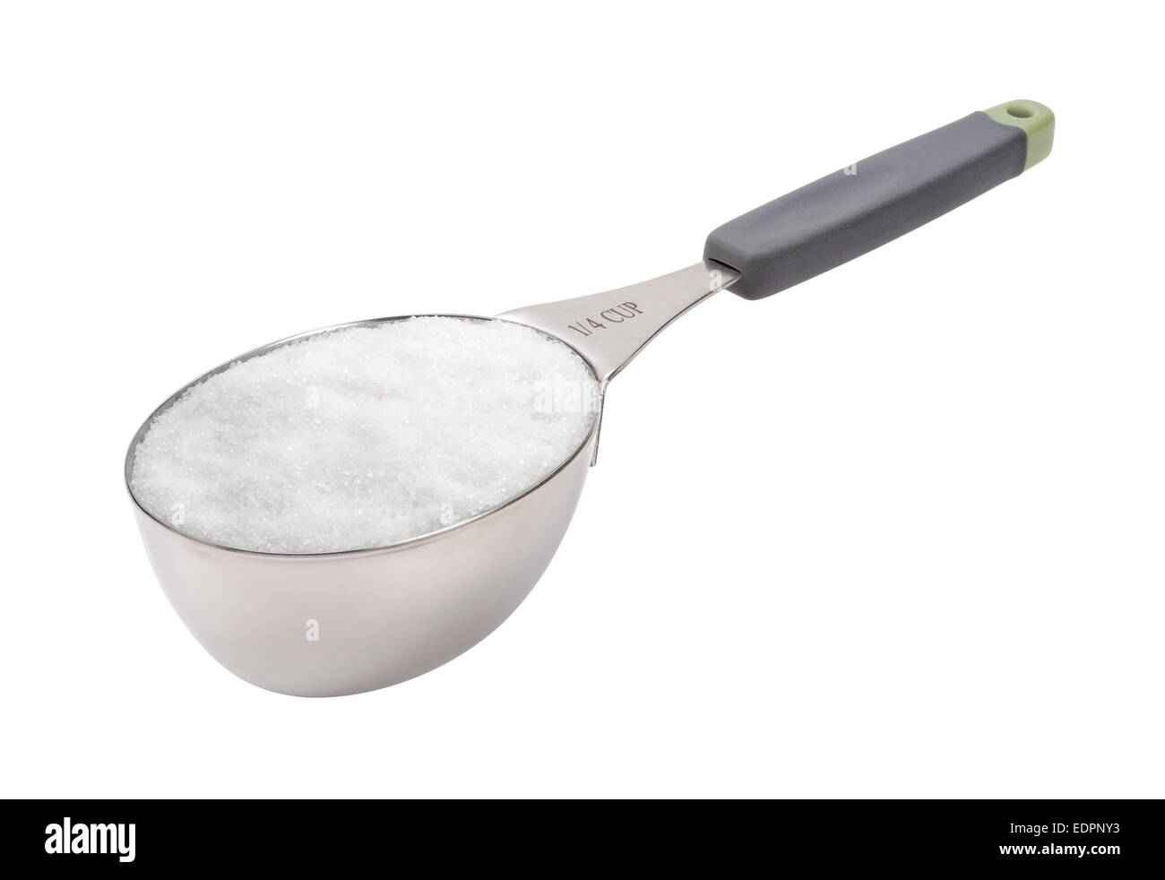 Weißer Zucker in einem Messbecher Stockfoto