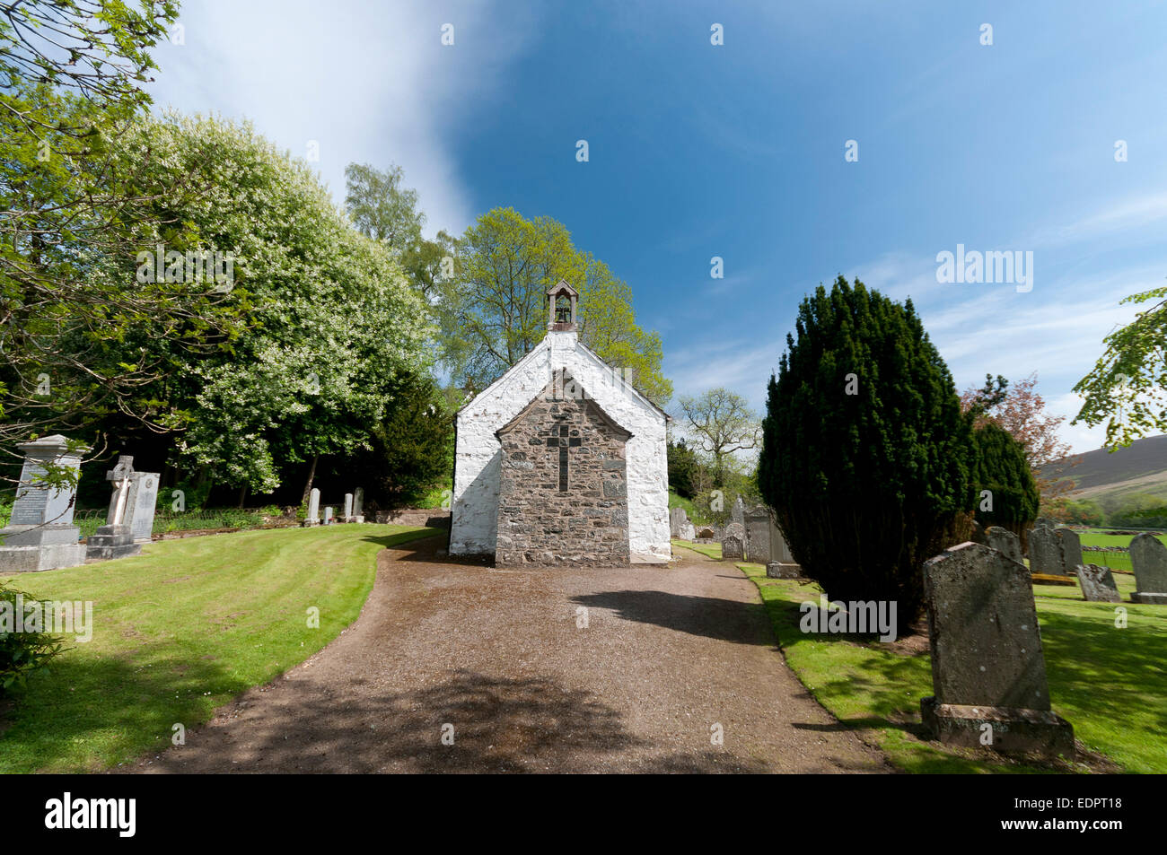 Glen prosen Kirche Glens Kapelle Friedhof Angus-Schottland Stockfoto