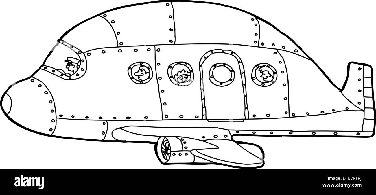 Einzelnen handgezeichneten Cartoon Aluminium Passagierflugzeug Stockfoto