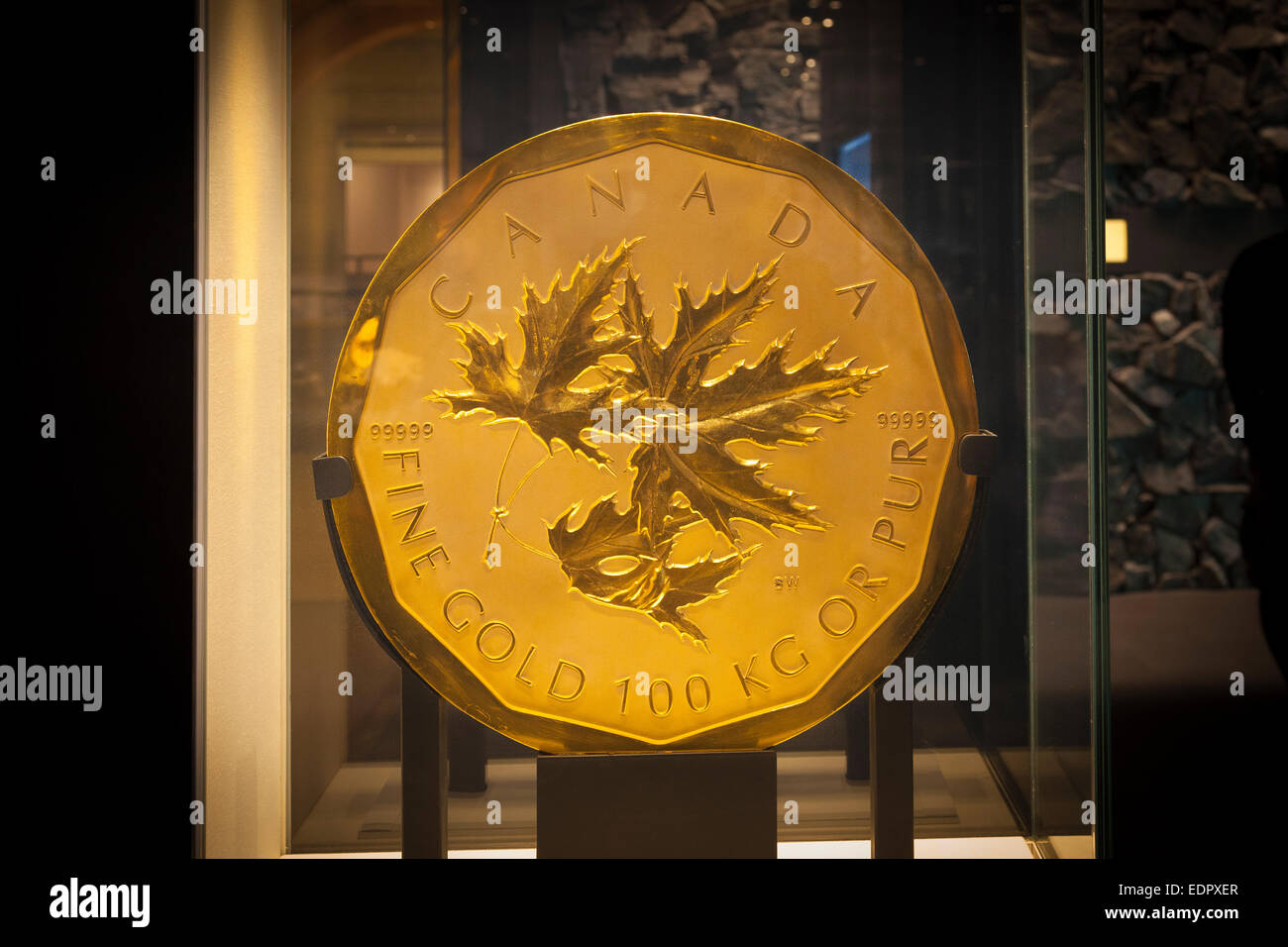 Million Dollar gold Münze von der Royal Canadian Mint hergestellt. Stockfoto