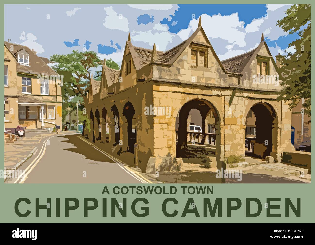 Die alte Markthalle (1627) in den Cotswolds Markt Stadt von Chipping Campden, Gloucestershire, England, UK Stockfoto