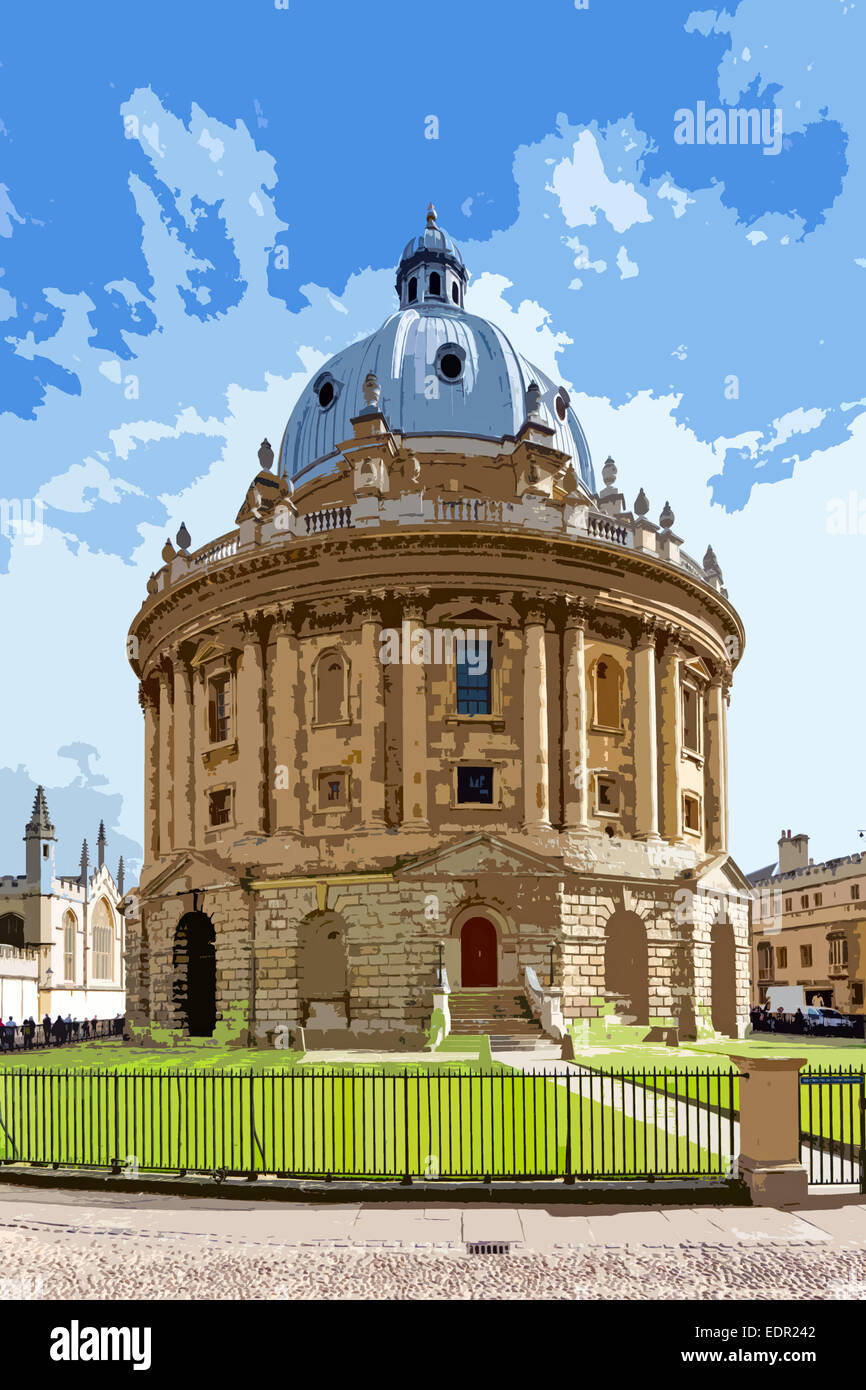 Ein Plakat Stil Illustration die Radcliffe Camera Gebäude, Oxford, Oxfordshire, England, UK Stockfoto