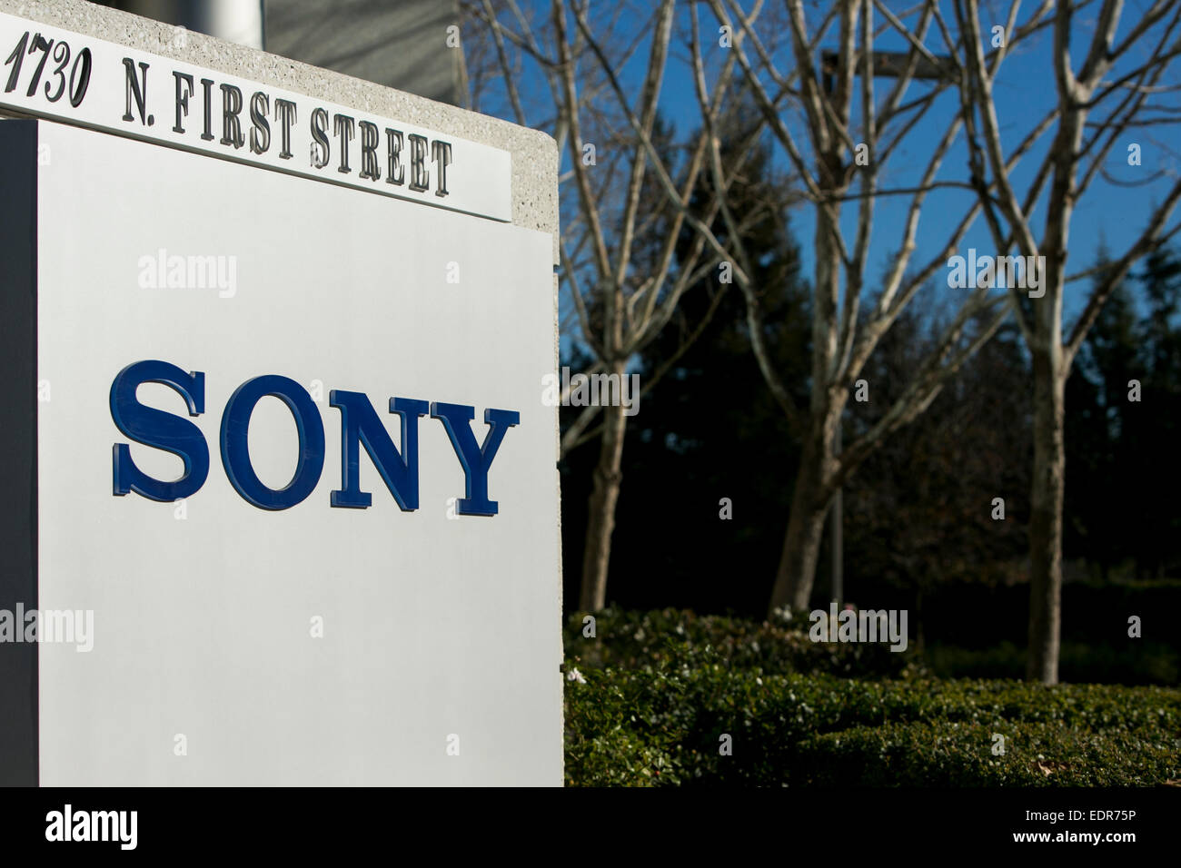 Ein Bürogebäude, besetzt von Sony in San Jose, Kalifornien. Stockfoto