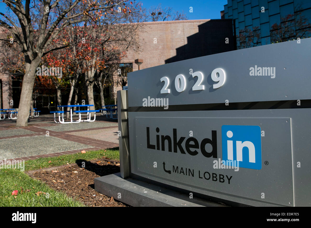 Der Hauptsitz von LinkedIn in Mountain View, Kalifornien. Stockfoto