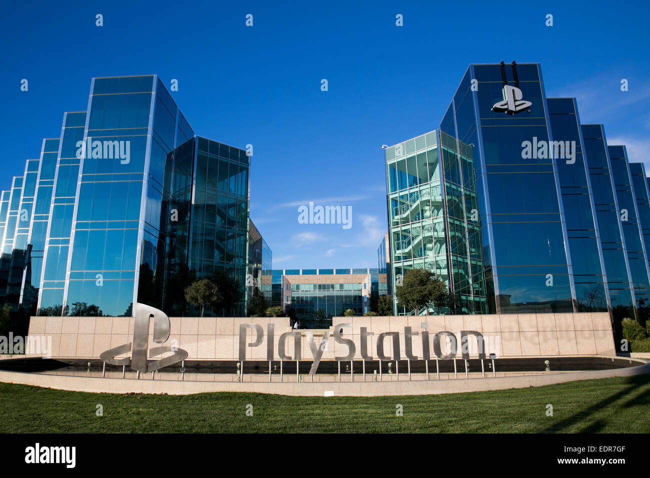 Der Hauptsitz von Sony Computer Entertainment America (SCEA), Hersteller von der PlayStation-Spielekonsole in Foster City, Califor Stockfoto