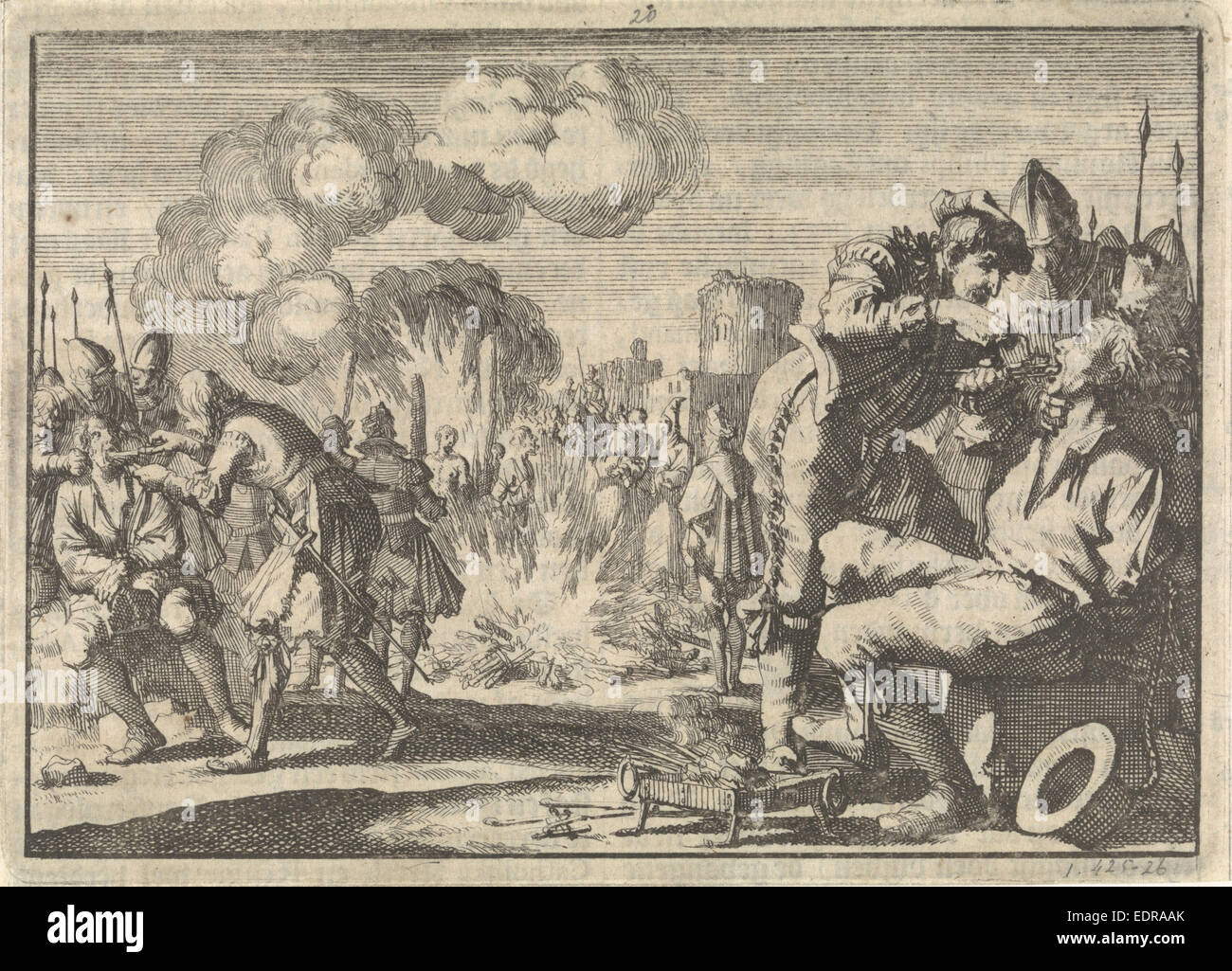 Verfolgung der Reformer in den Niederlanden, 1574, Jan Luyken, Pieter van der Aa (I) Stockfoto