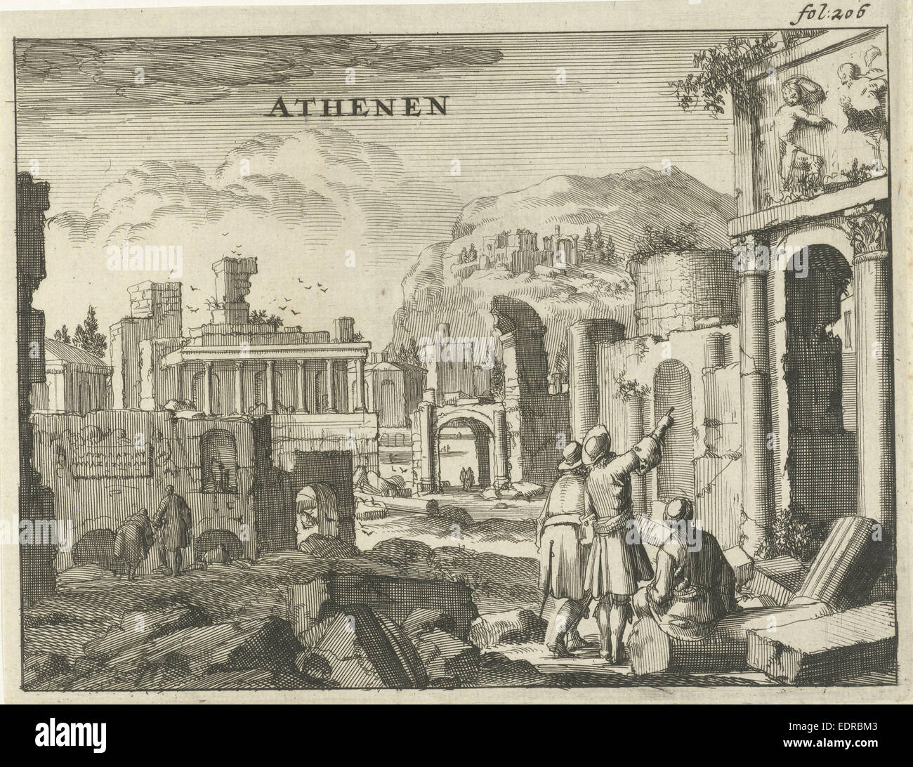 Blick auf Athen Griechenland, Jan Luyken, Jan Claesz Ten Hoorn, 1689 Stockfoto