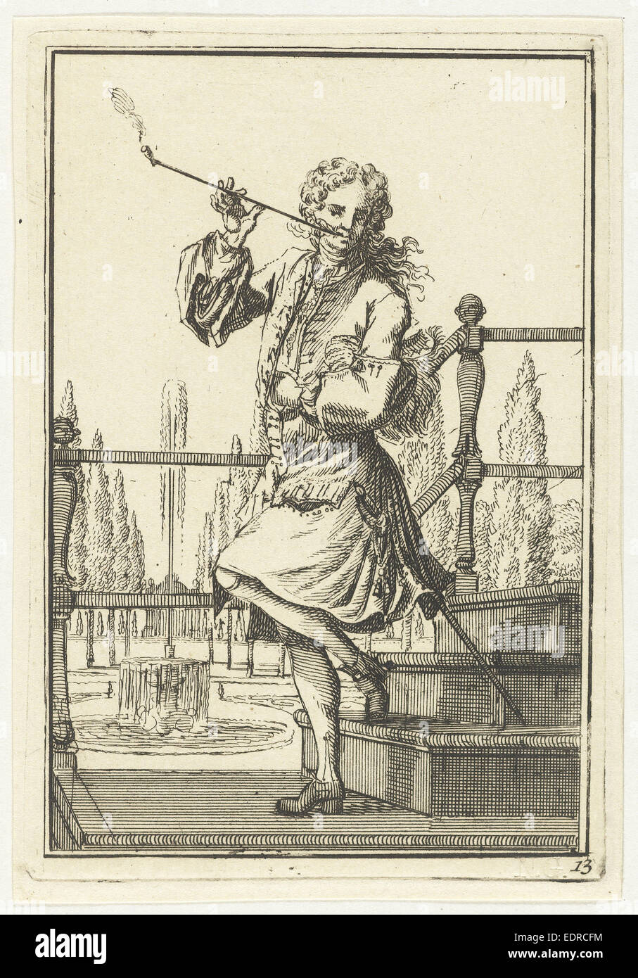 Pfeife rauchen Mann, Adolf van der Laan, c. 1710-1755 Stockfoto