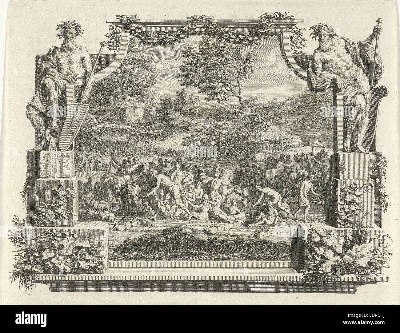 Hochwasser von Rhein und Waal, Adolf van der Laan, 1734 Stockfoto