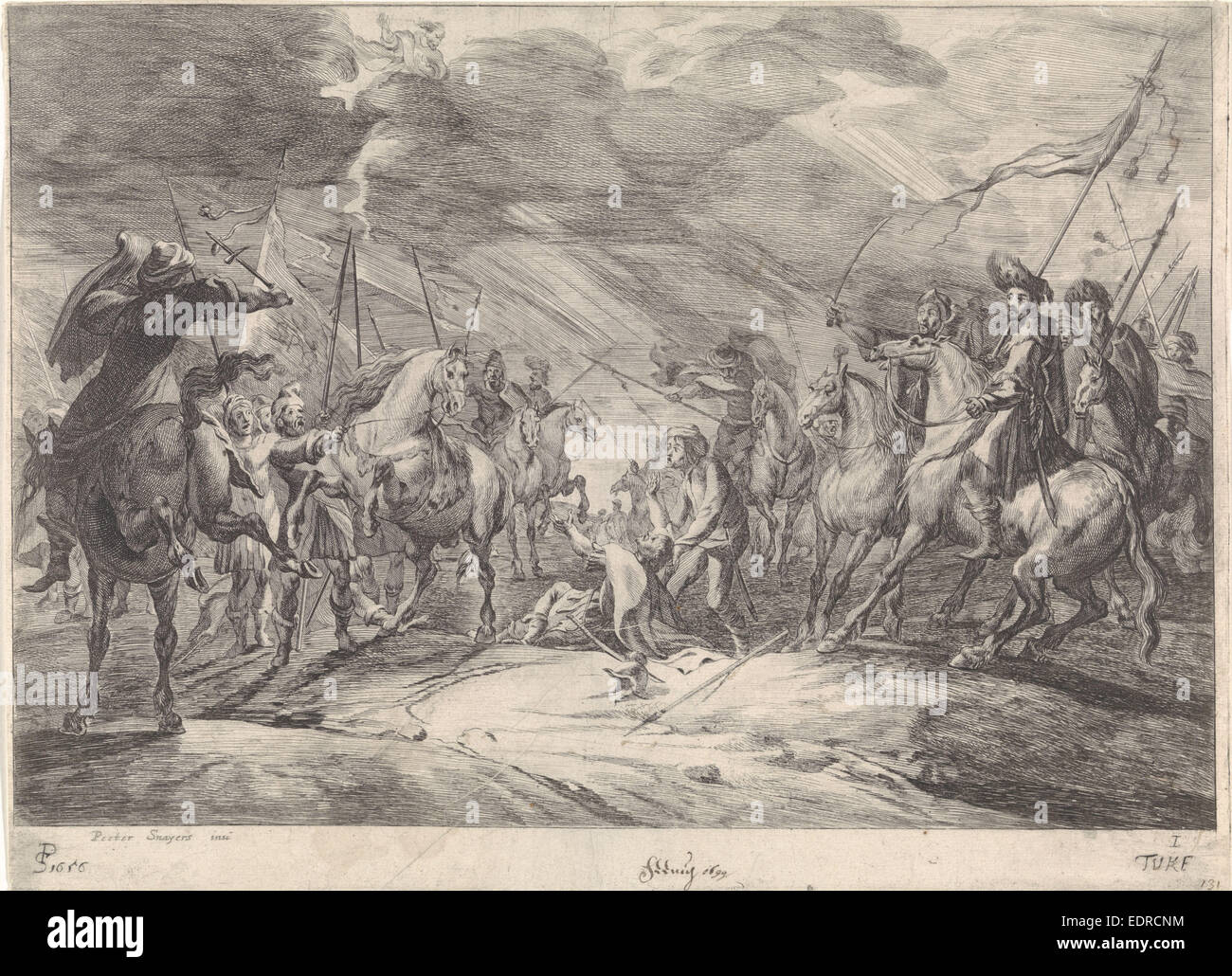 Battlefield-Szene, Theodorus van Kessel, 1656 Stockfoto