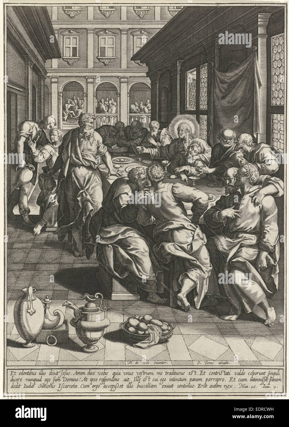 Abendmahl, Johann Sadeler (I), anonym, Pierre Firens Stockfoto