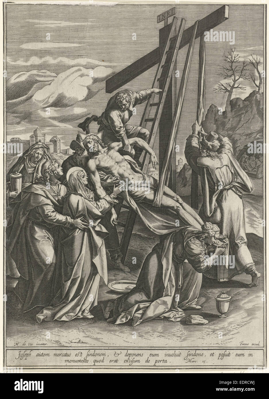 Ablagerung, Johann Sadeler (I), anonym, Pierre Firens Stockfoto