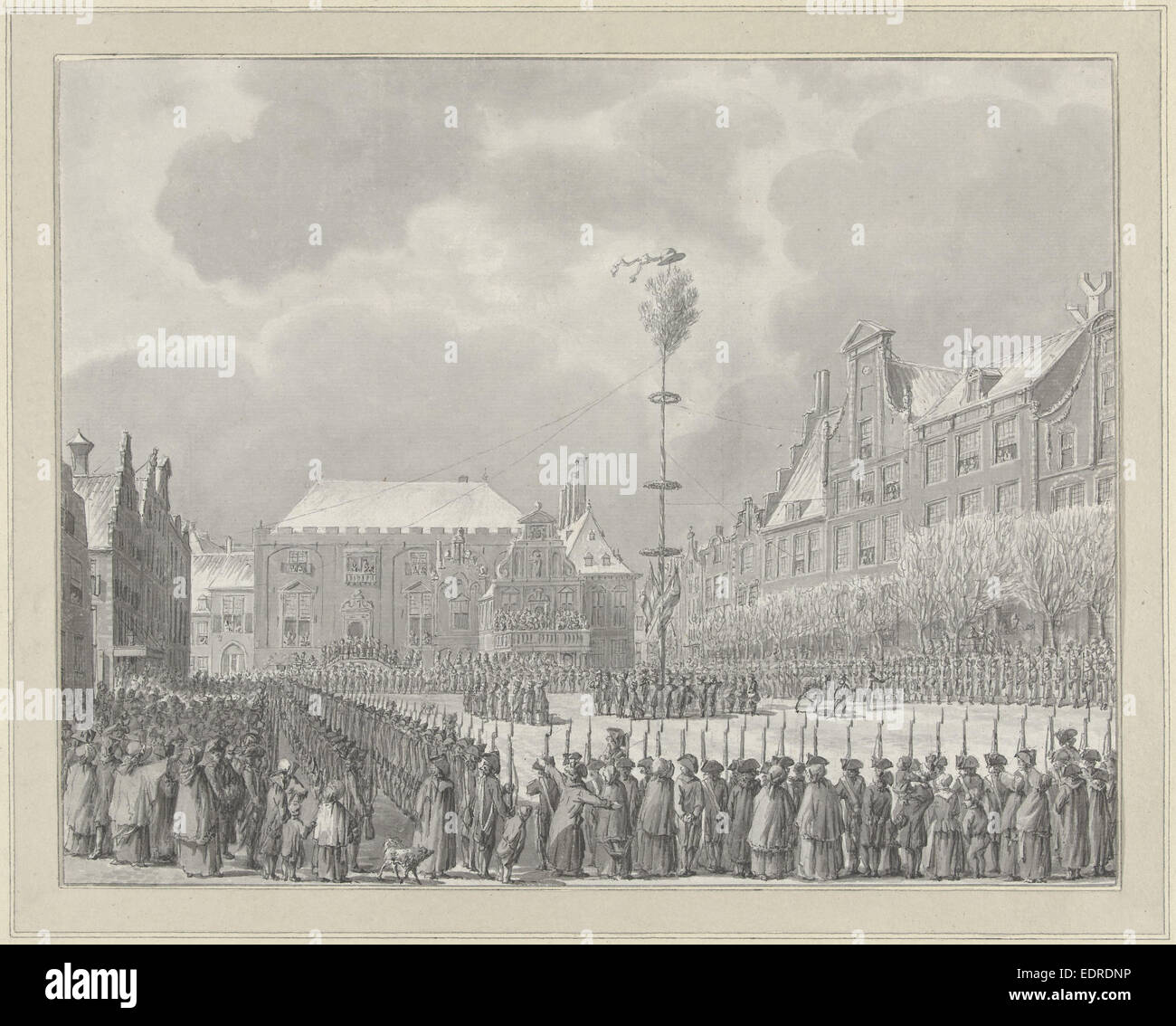 Abschaffung der Stadhouderschap auf dem Grote Markt in Haarlem, Niederlande, Vincent Jansz. Van der Vinne, 1795 Stockfoto