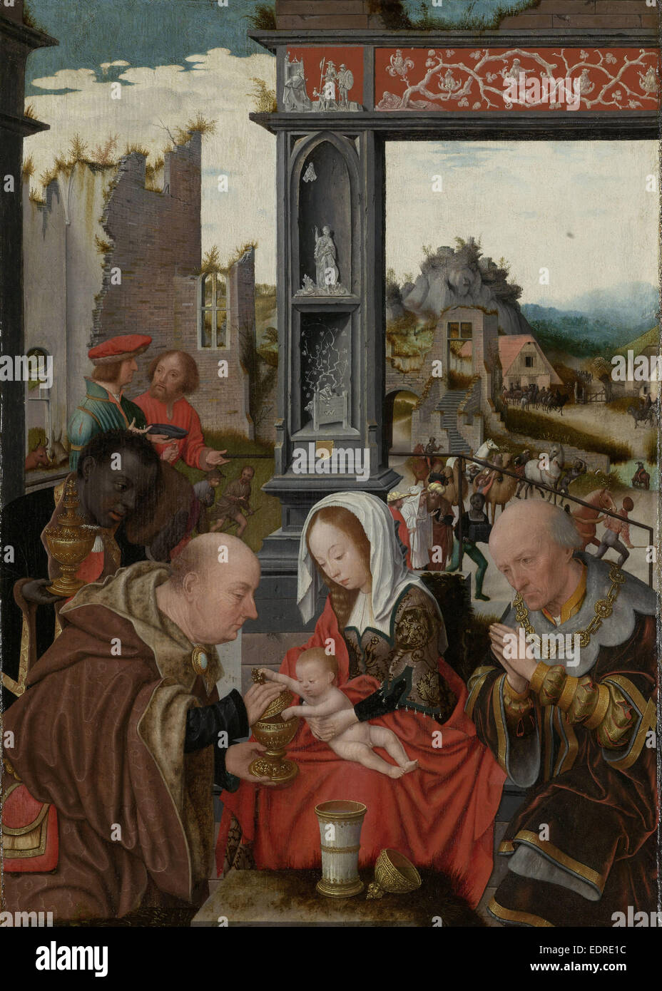 Die Anbetung der Könige, Jan Jansz Mostaert, um 1520 - c. 1525 Stockfoto