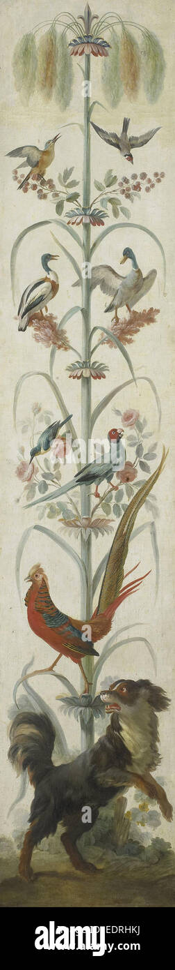 Dekorative Darstellung mit Pflanzen und Tieren, anonym, 1760-1799 Stockfoto