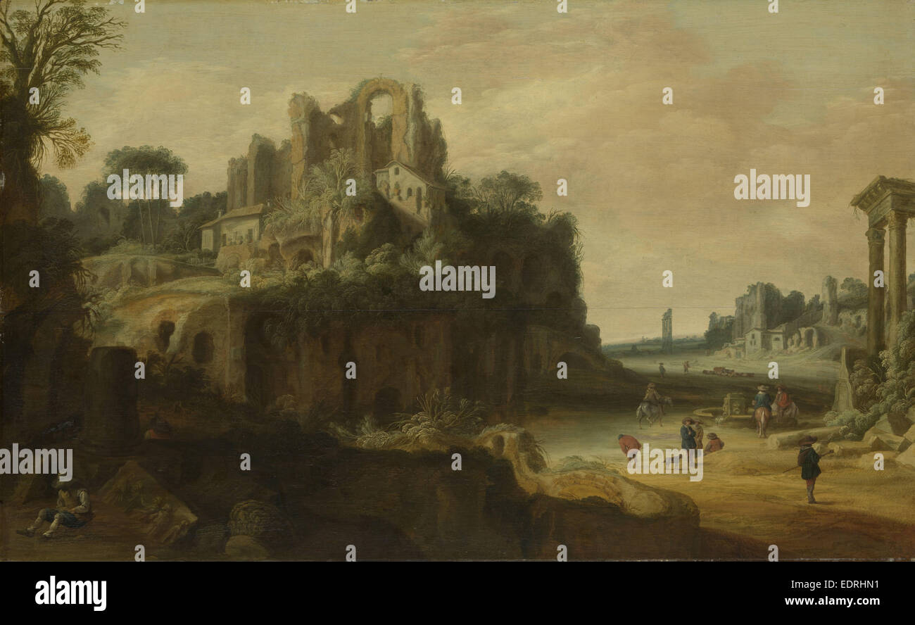 Roman Landscape mit dem Palatin links und Teil des Forum Romanum auf der rechten Seite, Pieter Anthonisz Groenewegen Stockfoto