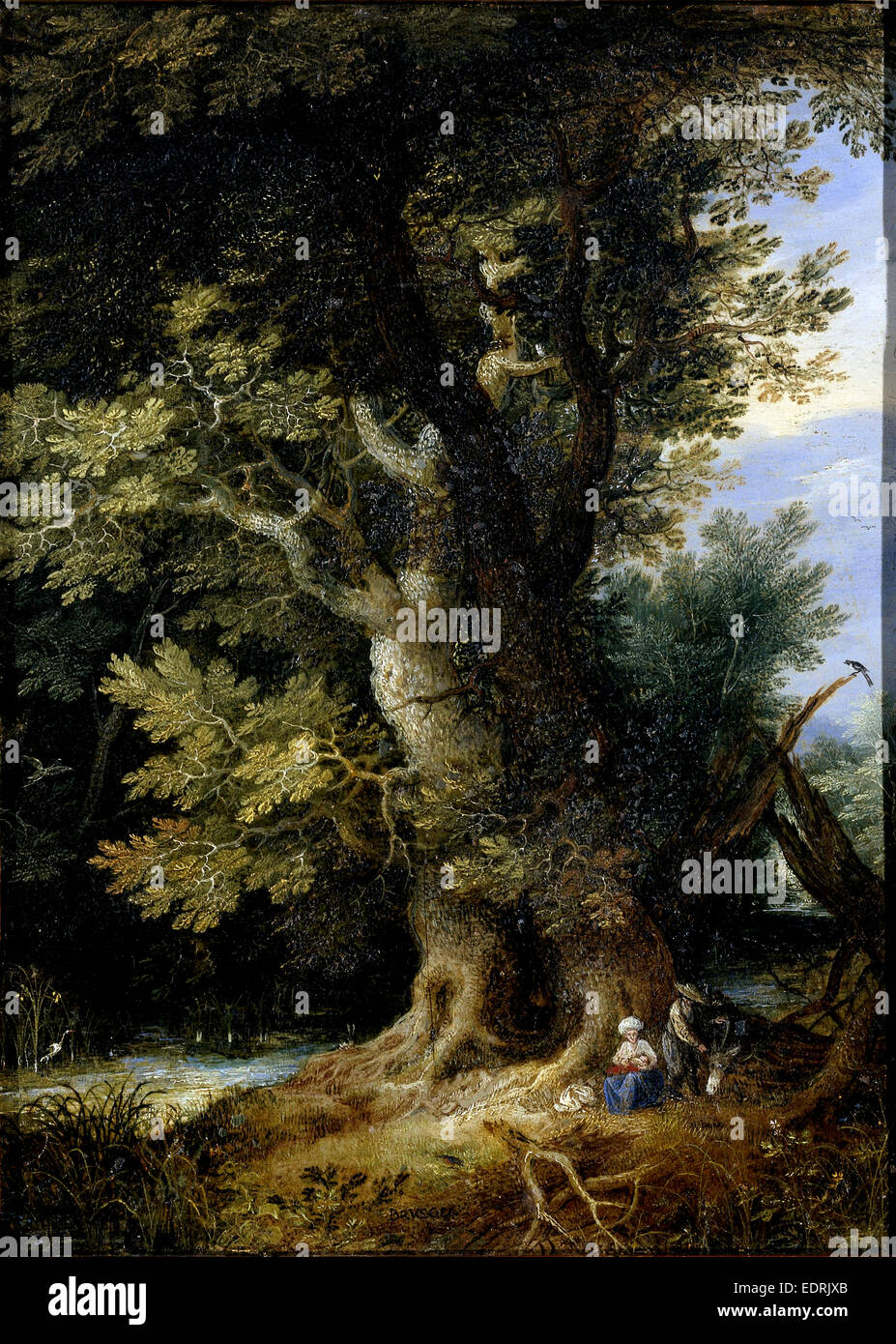 Ruhe auf der Flucht nach Ägypten, Art des Jan Brueghel, I, 1600-1699 Stockfoto