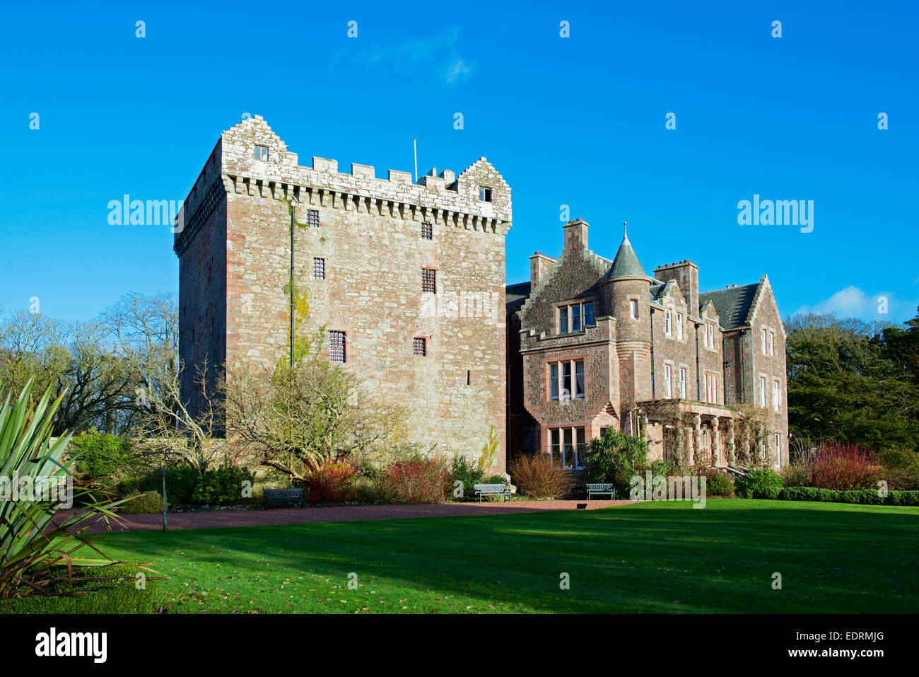 Comlongon Schlosshotel und Hochzeit Veranstaltungsort, Clarencefield, Dumfries & Galloway, Schottland, Vereinigtes Königreich Stockfoto