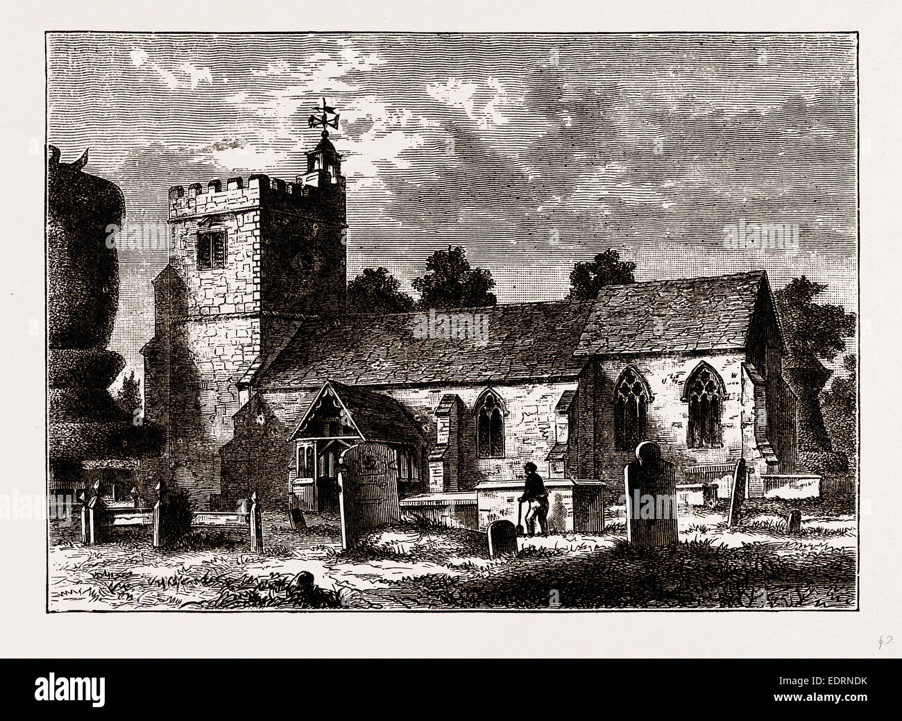 HARLINGTON Kirche, UK, 1881-1884 Gravur Stockfoto