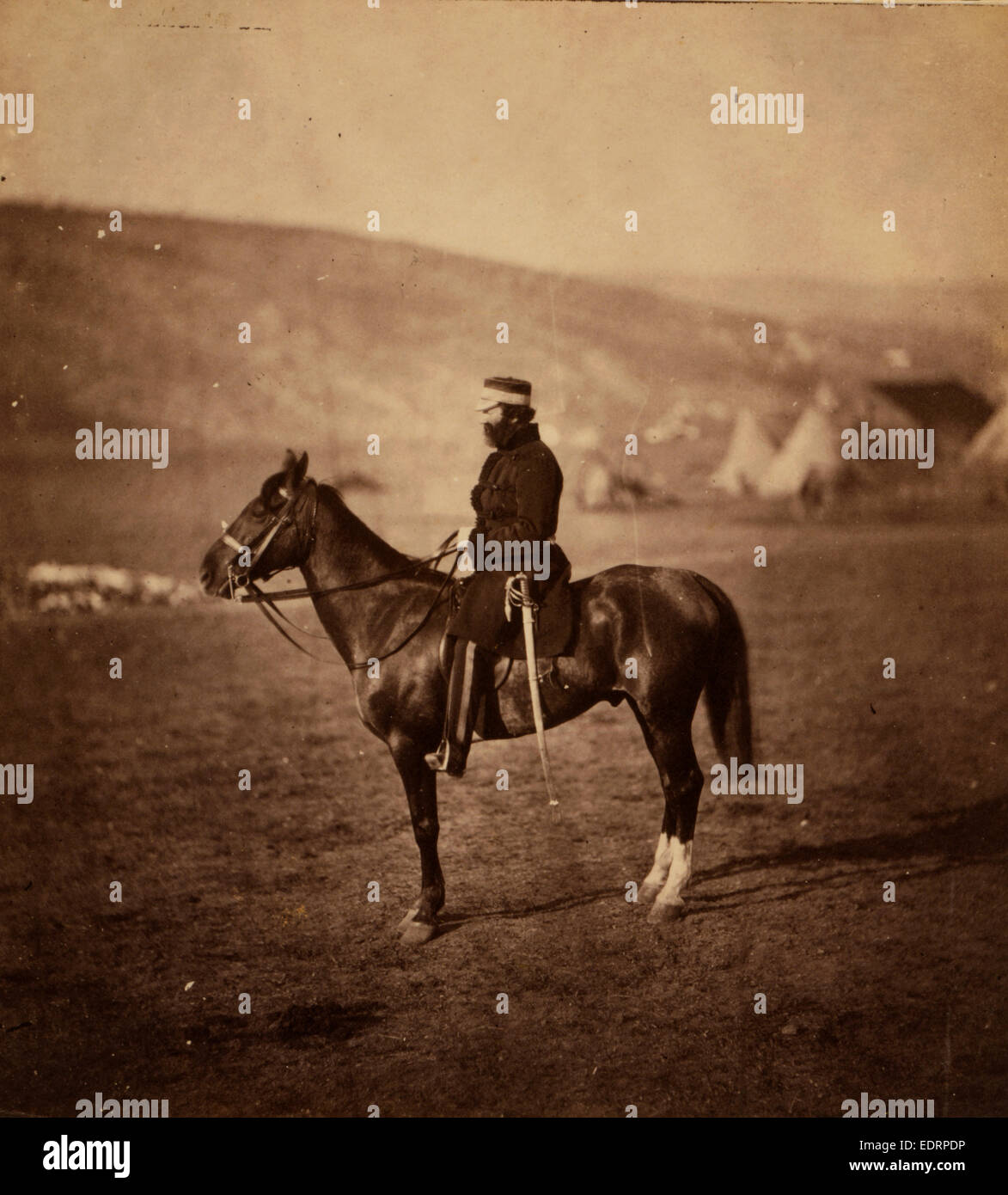 Oberst Shewell, c.b., Kommandeur der Husaren-Brigade, Krimkrieg 1853 – 1856, Roger Fenton historischen Krieg Kampagne Foto Stockfoto