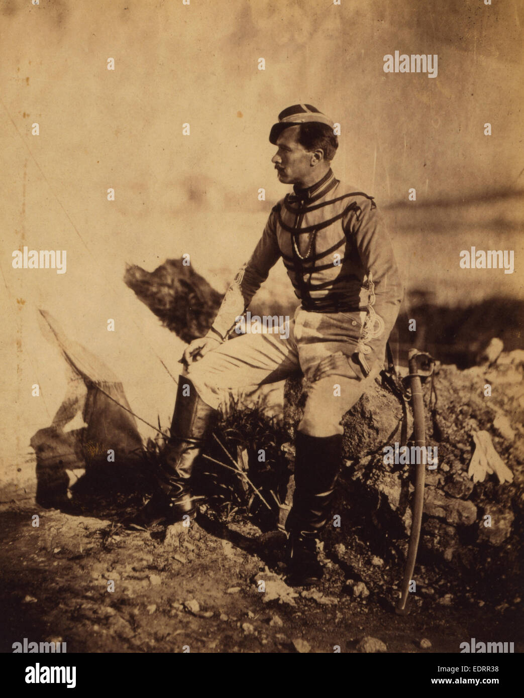 Kapitän Thomas, Adjutant von General Bosquet, Krimkrieg 1853 – 1856, Roger Fenton historischen Krieg Kampagne Foto Stockfoto