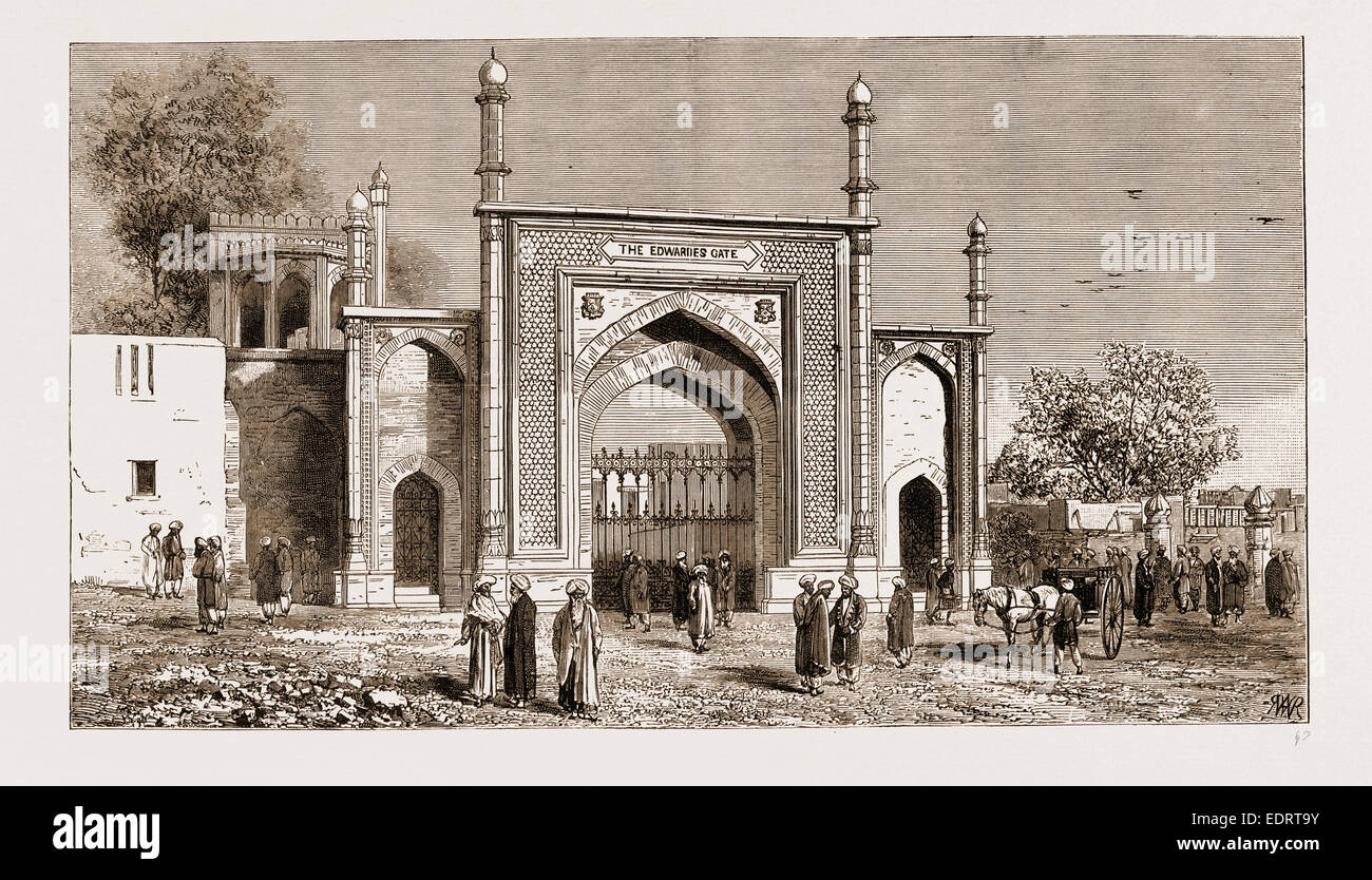 GATEWAY IN PESHAWAR, PAKISTAN, ERRICHTET ZUR ERINNERUNG AN DEN VERSTORBENEN SIR HERBERT EDWARDES, K.C.S.I., 1883 Stockfoto