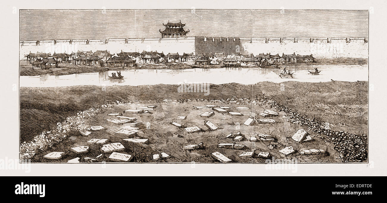 RESTE DER BRITISCHEN SOLDATENFRIEDHOF IN TIENTSIN, CHAOS-FLUß, CHINA, 1876 Stockfoto