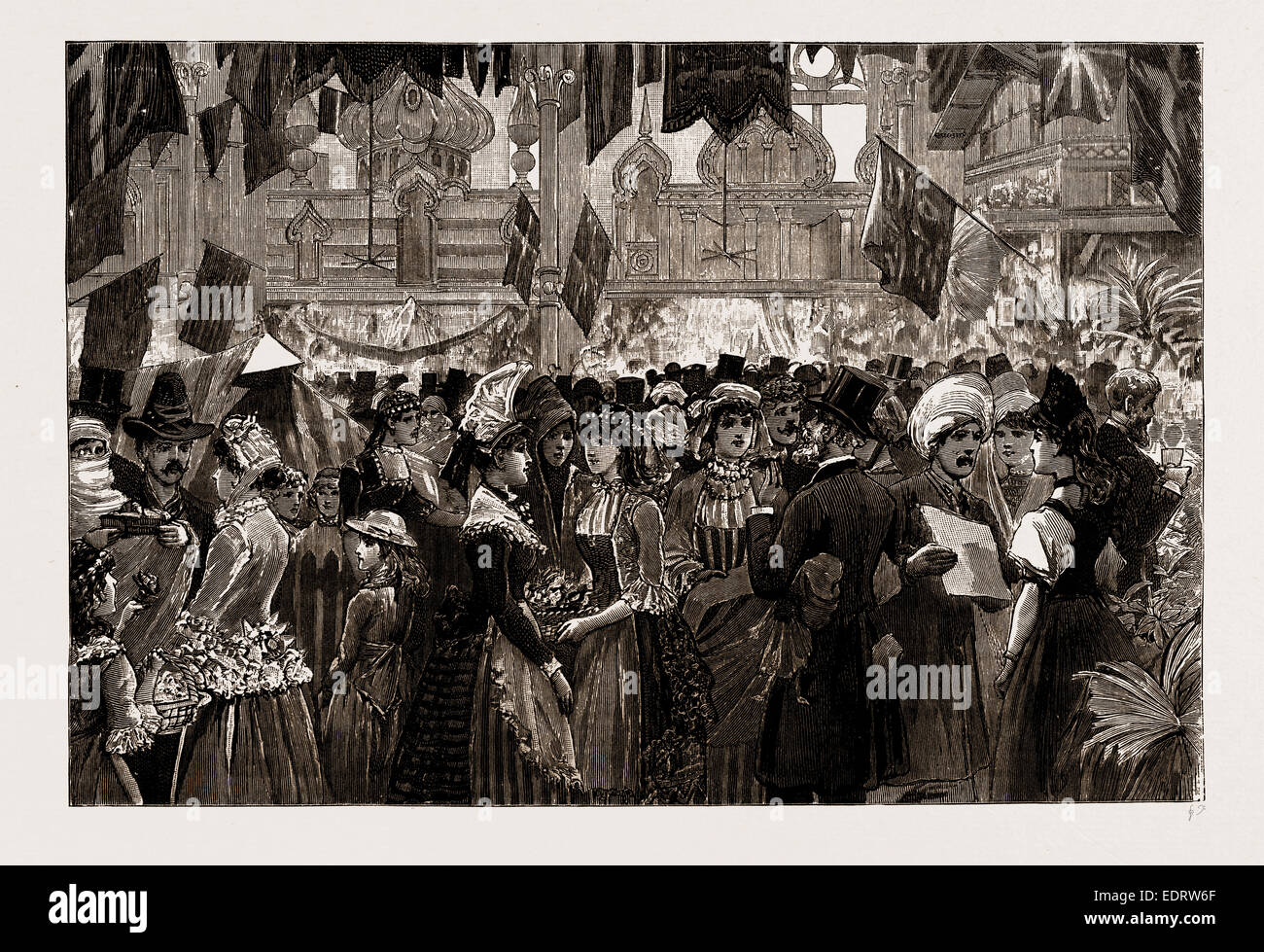 FANCY FAIR IM ATHENAEUM, CAMDEN ROAD, ZUGUNSTEN DER NORD-WEST-LONDON HOSPITAL, UK, 1886 Stockfoto