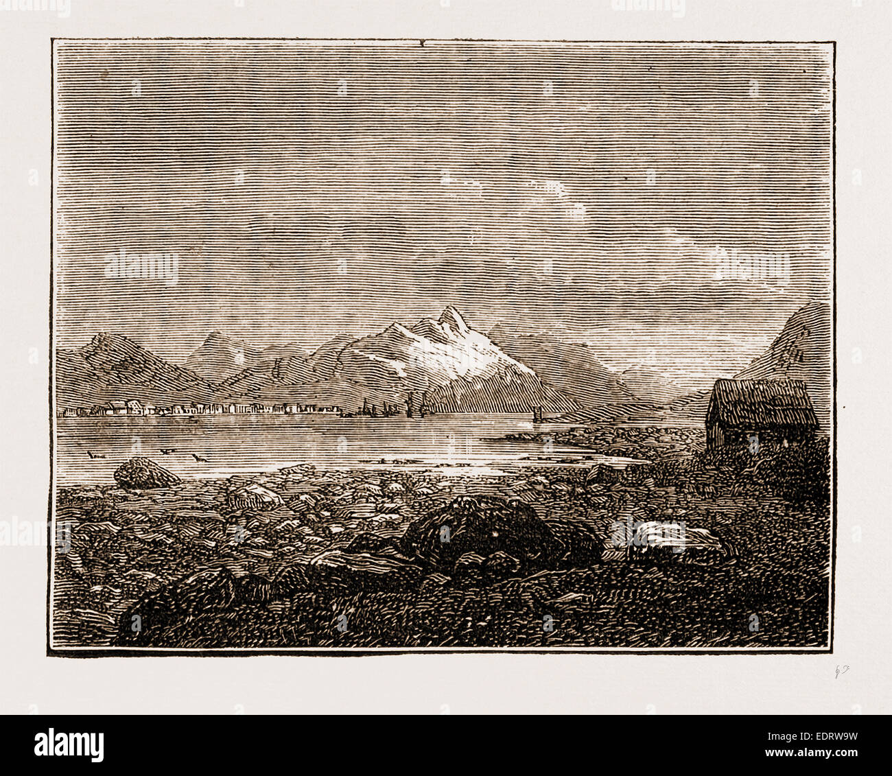 TROMSØ, Norwegen 1873 Gravur Stockfoto