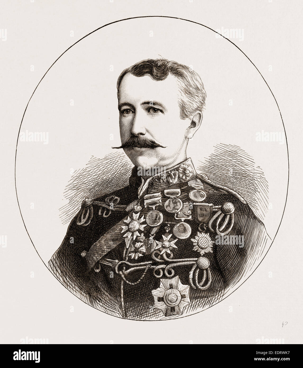 HAUPTGENERAL SIR GARNET WOLSELEY, K.C.M.G, C.B., GRAVUR 1873 Stockfoto